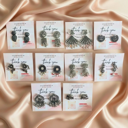 Office Wear Oxidized Earring Combo – Set of 10