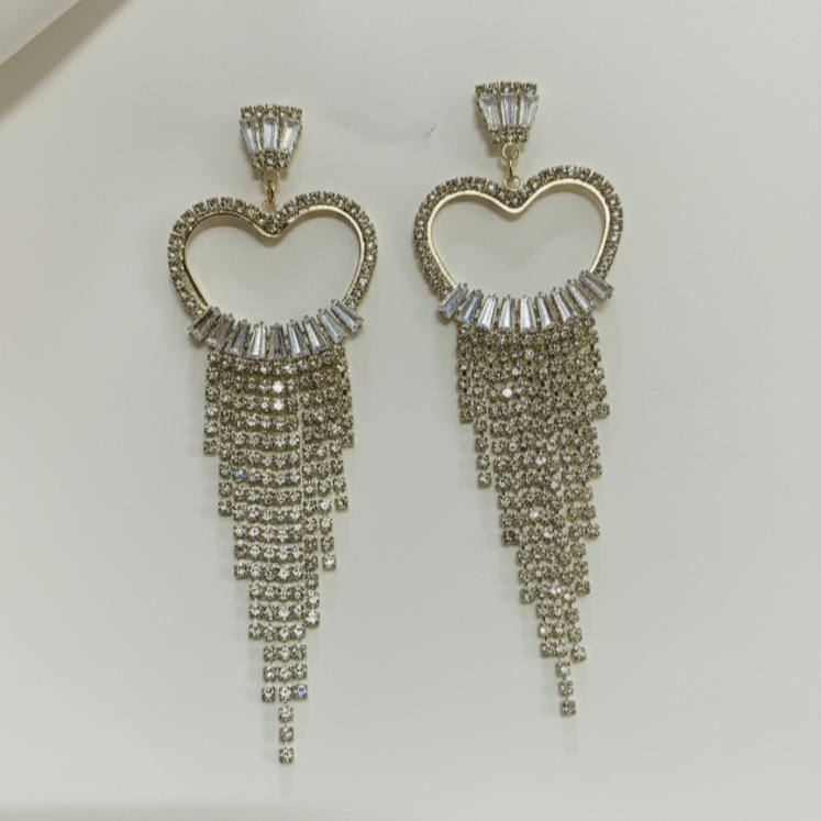 Luxury Heart Dangle Earrings with Tassels