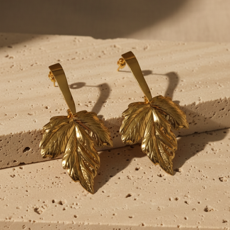 Gold Leaf Dangle Earrings
