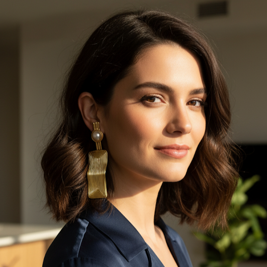 Rectangular Pearl Statement Earrings