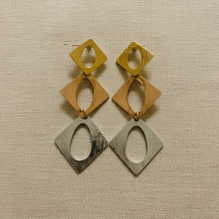 Geometric Diamond Shape Drop Earrings