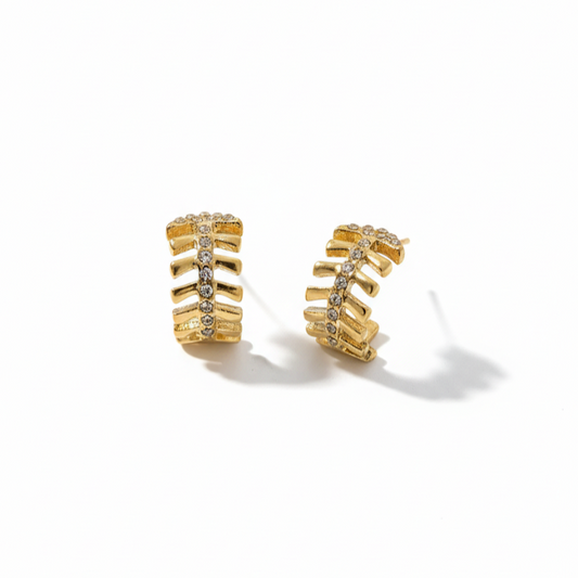 Crystal Leaf Hoop Earrings