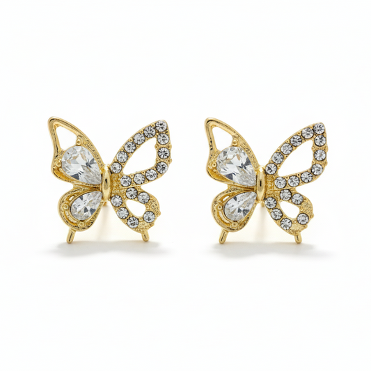Gold Crystal Butterfly Earrings
