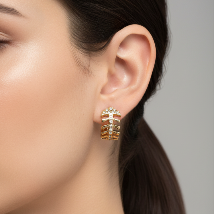 Crystal Leaf Hoop Earrings