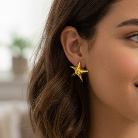 Gold Star Stud Earrings