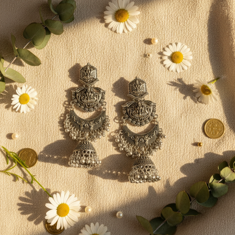 Ethnic Oxidized Long Jhumki Earrings