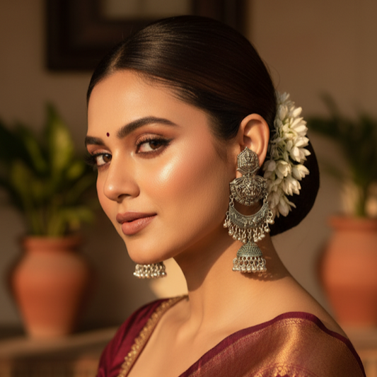 Ethnic Oxidized Long Jhumki Earrings