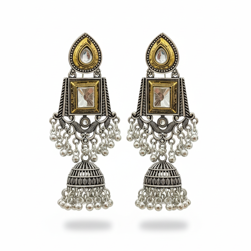 Fusion Dual Tone Jhumka Earrings