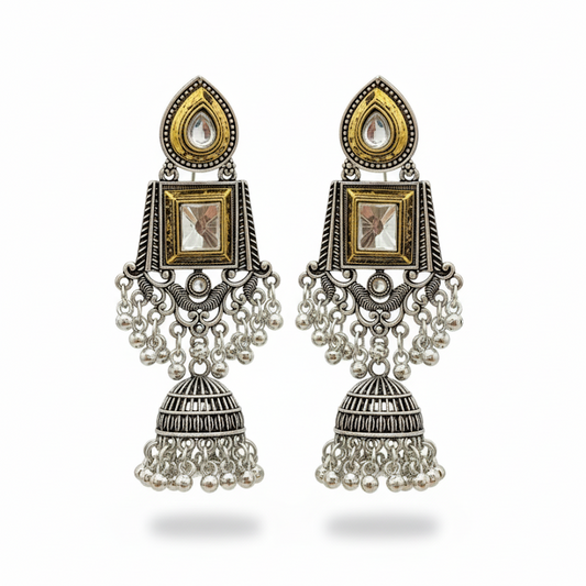 Fusion Dual Tone Jhumka Earrings