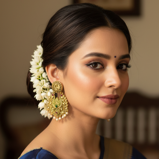 Matte Gold Temple Earrings