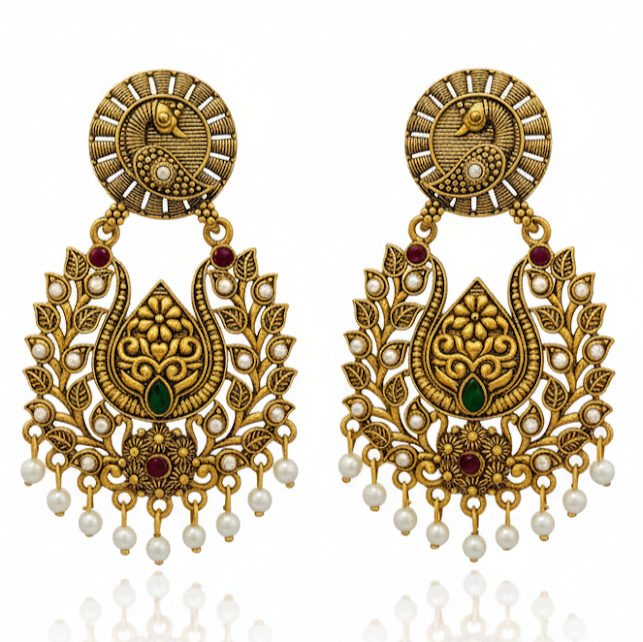 Matte Gold Temple Earrings