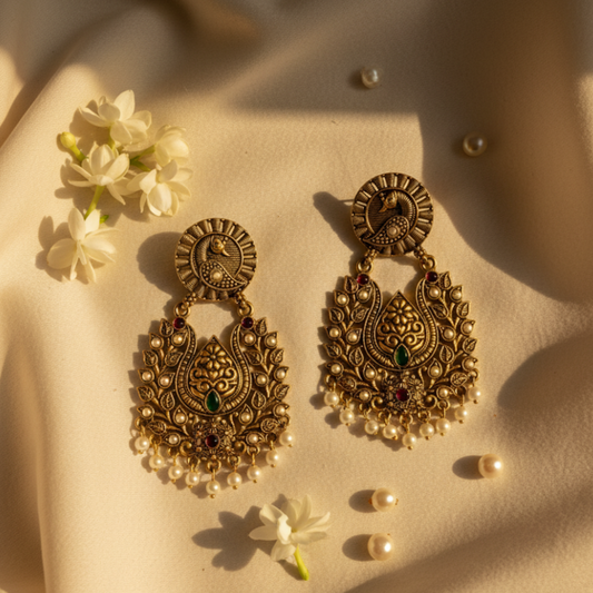 Matte Gold Temple Earrings