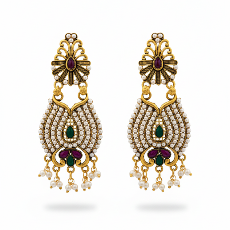 Matte Gold Peacock Earrings