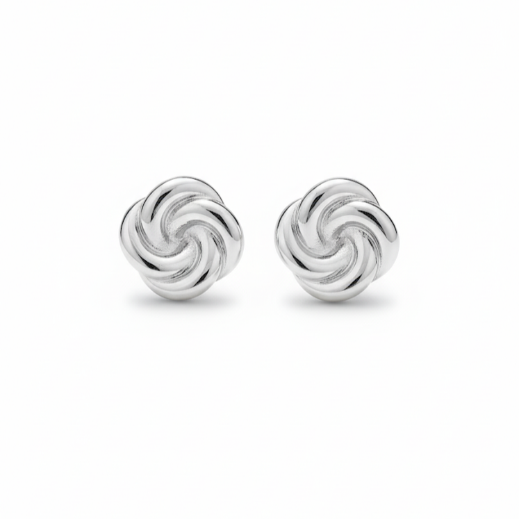 Chunky Silver Flower Stud Earrings