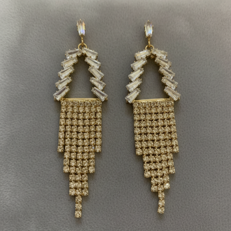 Long Crystal Tassel Earrings