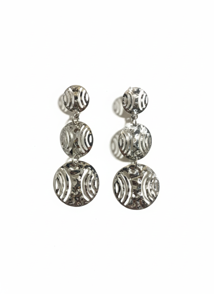 Three-Tier Gold Circle Earrings