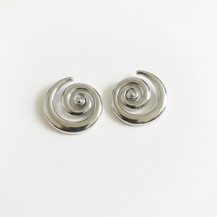 Chunky Silver Swirl Earrings