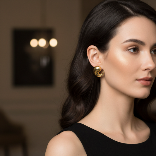 Swirl Shape Gold Earrings