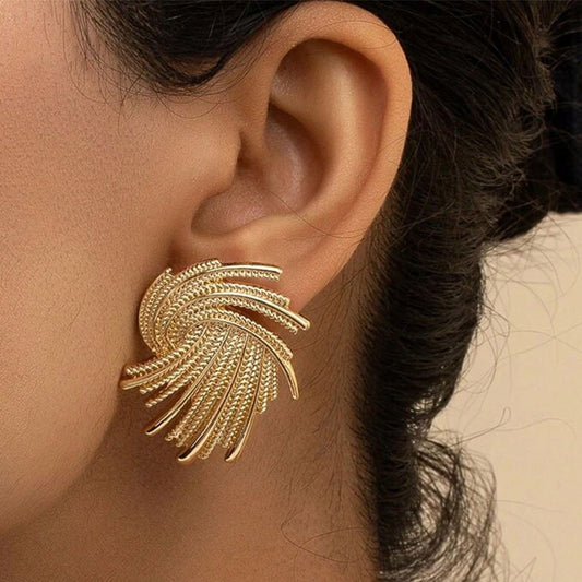 Textured Feather Stud Earrings