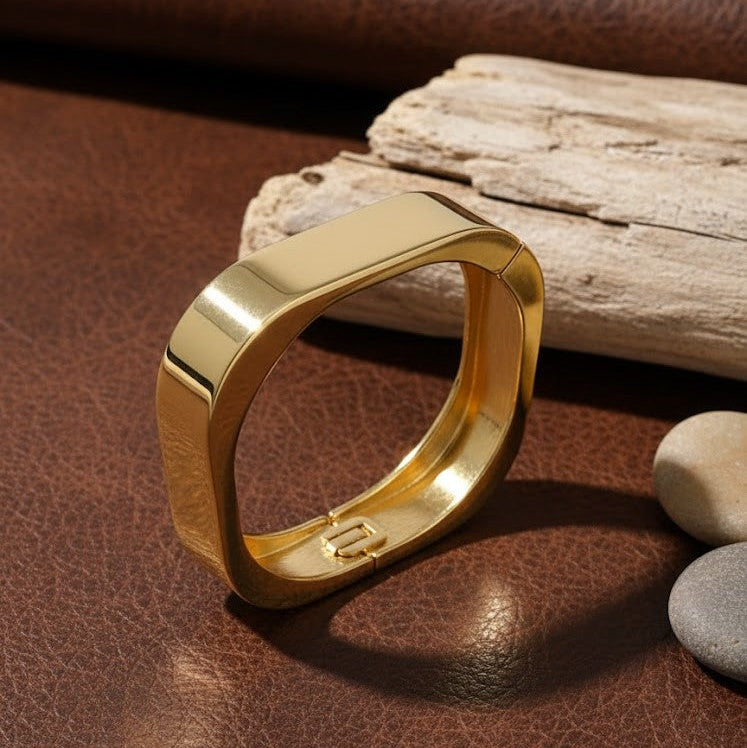 Bold Geometric Square Gold Bracelet