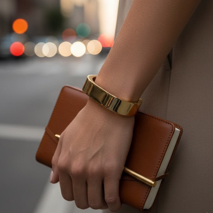 Bold Geometric Square Gold Bracelet