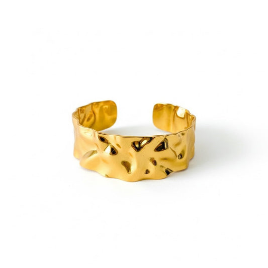 Bold Hammered Gold Cuff Bracelet for Women