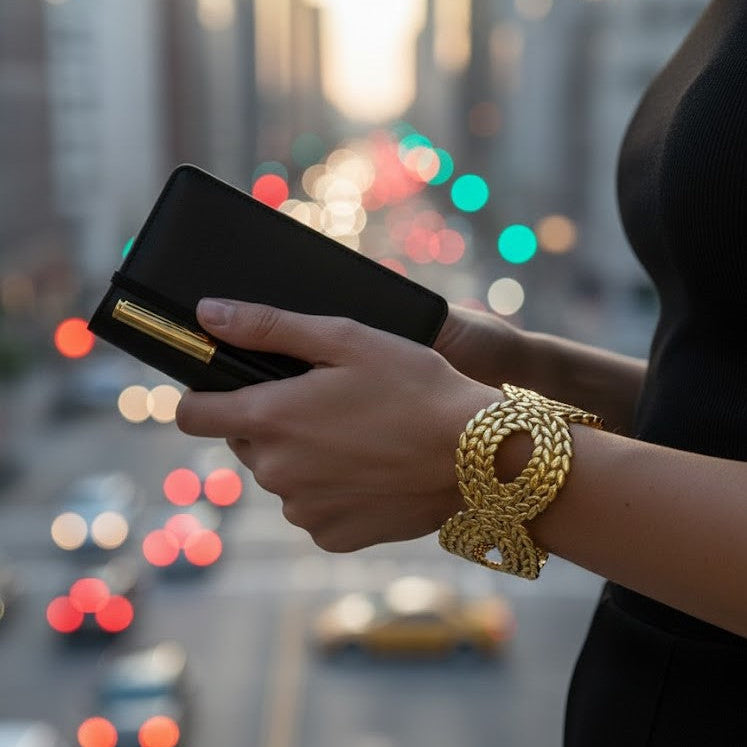Thick Gold Woven Cuff Bracelet