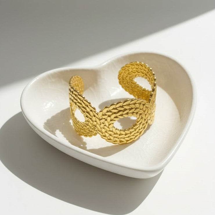 Thick Gold Woven Cuff Bracelet