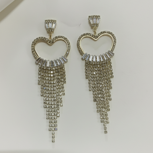Luxury Heart Dangle Earrings with Tassels