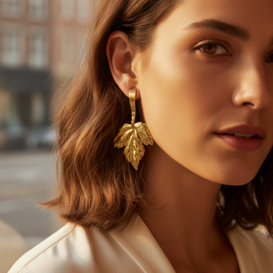 Gold Leaf Dangle Earrings