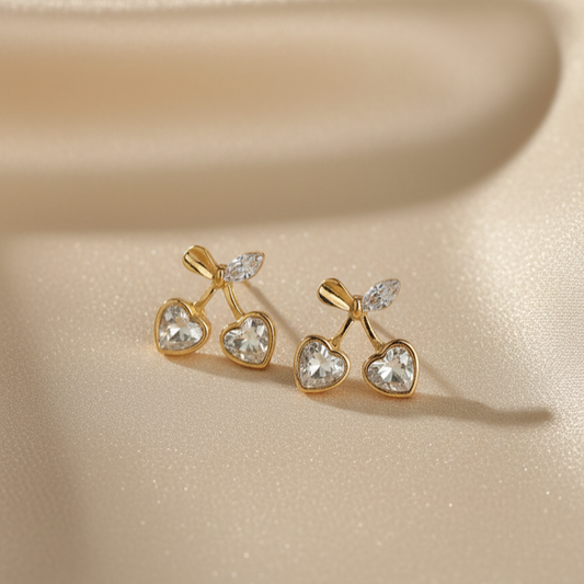 Crystal Cherry Heart Earrings