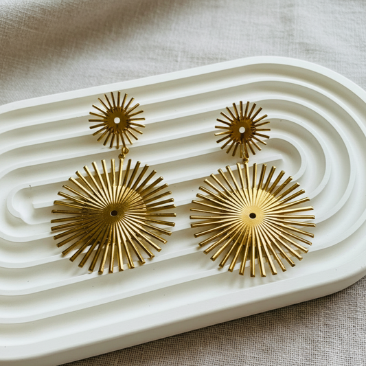Gold Sunburst Dangle Earrings