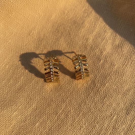 Crystal Leaf Hoop Earrings