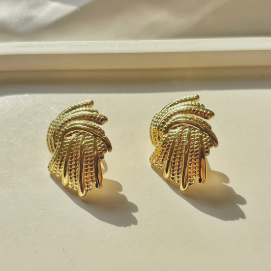 Textured Feather Stud Earrings