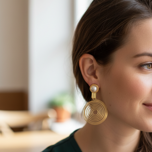 Pearl Circle string Earrings