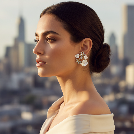 Crystal & Pearl Flower Earrings