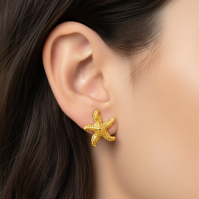 Golden Starfish Studs