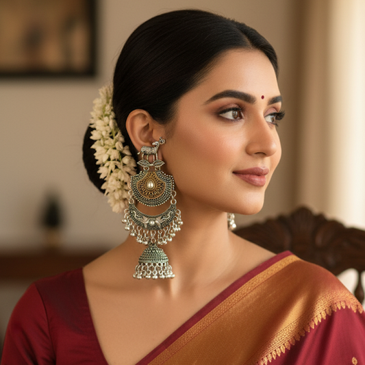 Dual-Tone Deer Jhumka Earrings