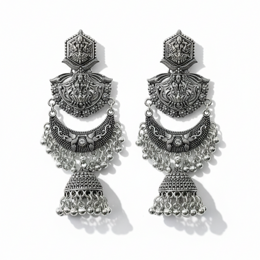 Ethnic Oxidized Long Jhumki Earrings