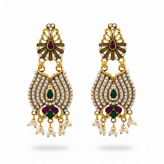 Matte Gold Peacock Earrings