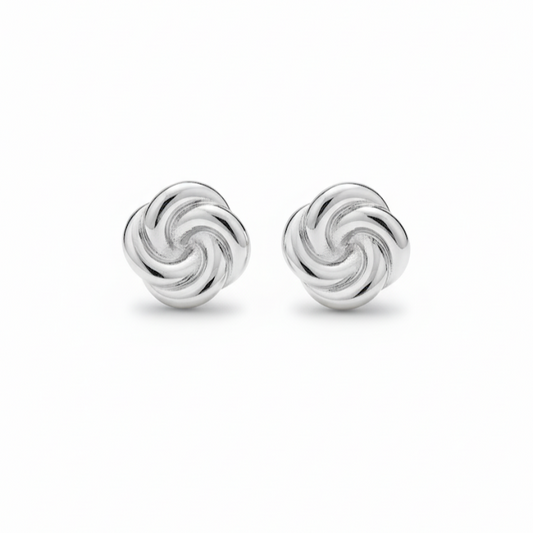 Chunky Silver Flower Stud Earrings