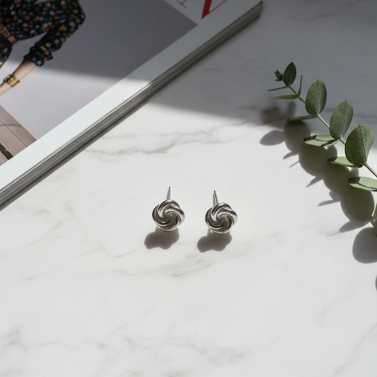 Chunky Silver Flower Stud Earrings