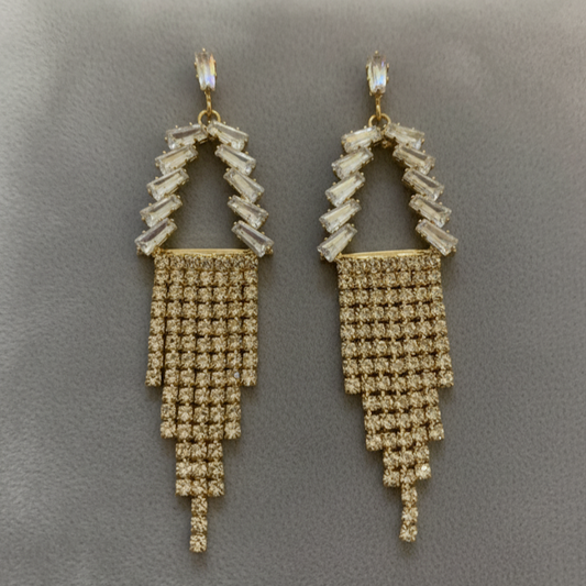 Long Crystal Tassel Earrings