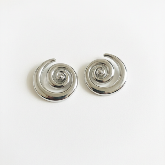 Chunky Silver Swirl Earrings