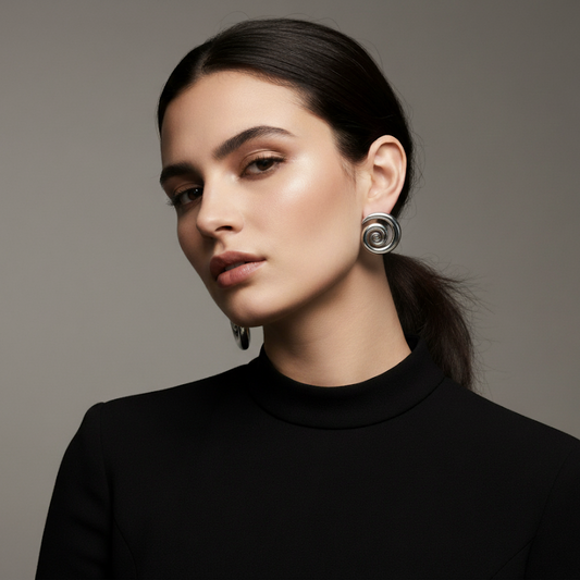 Chunky Silver Swirl Earrings
