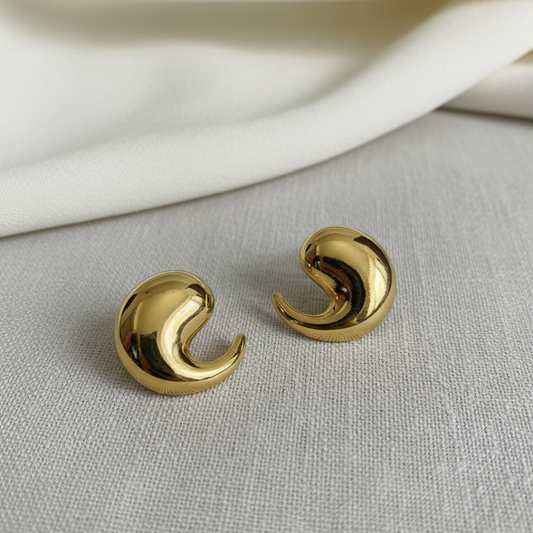 Swirl Shape Gold Earrings